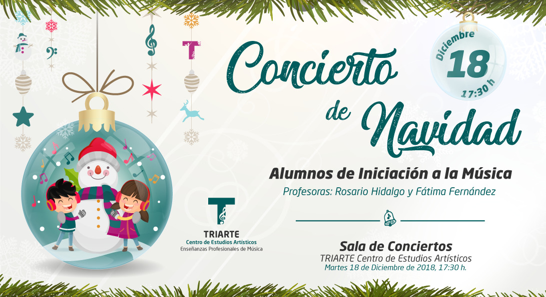 Concierto de Iniciación a la Música. Triarte - Centro de Estudios Artísticos. Navidad 2018. Profesoras Fátima Fernández y Rosario Hidalgo. Málaga 2018.