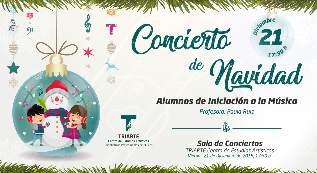 Concierto de Iniciación a la Música. Triarte - Centro de Estudios Artísticos. Navidad 2018. Profesoras Fátima Fernández y Rosario Hidalgo. Málaga 2018.