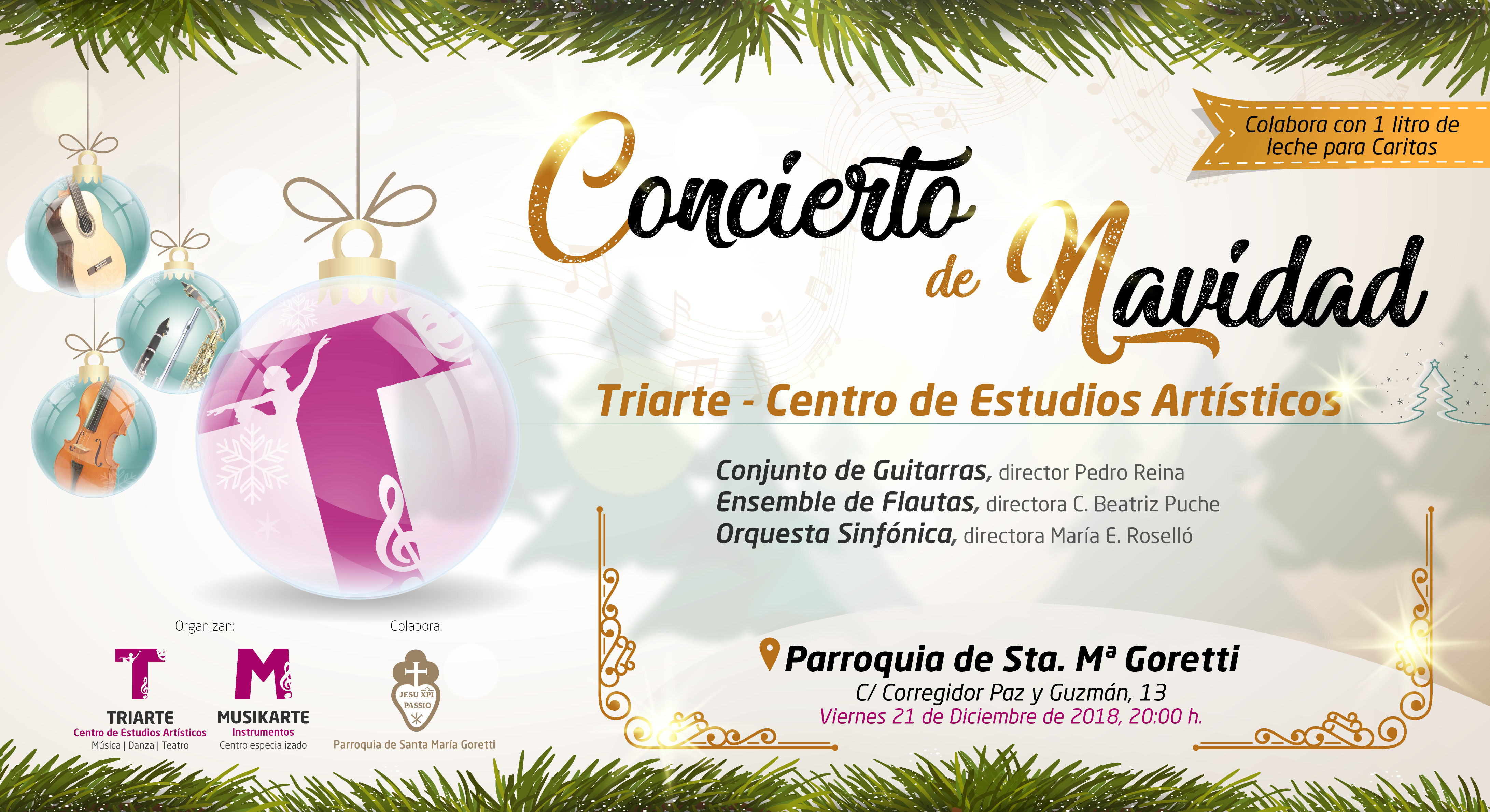 Concierto de Navidad Triarte. Orquesta Sinfónica, Ensemble de Flautas y Conjunto de Guitarras Triarte. Parroquia Santa María Goretti, Málaga. 21 de diciembre 2018