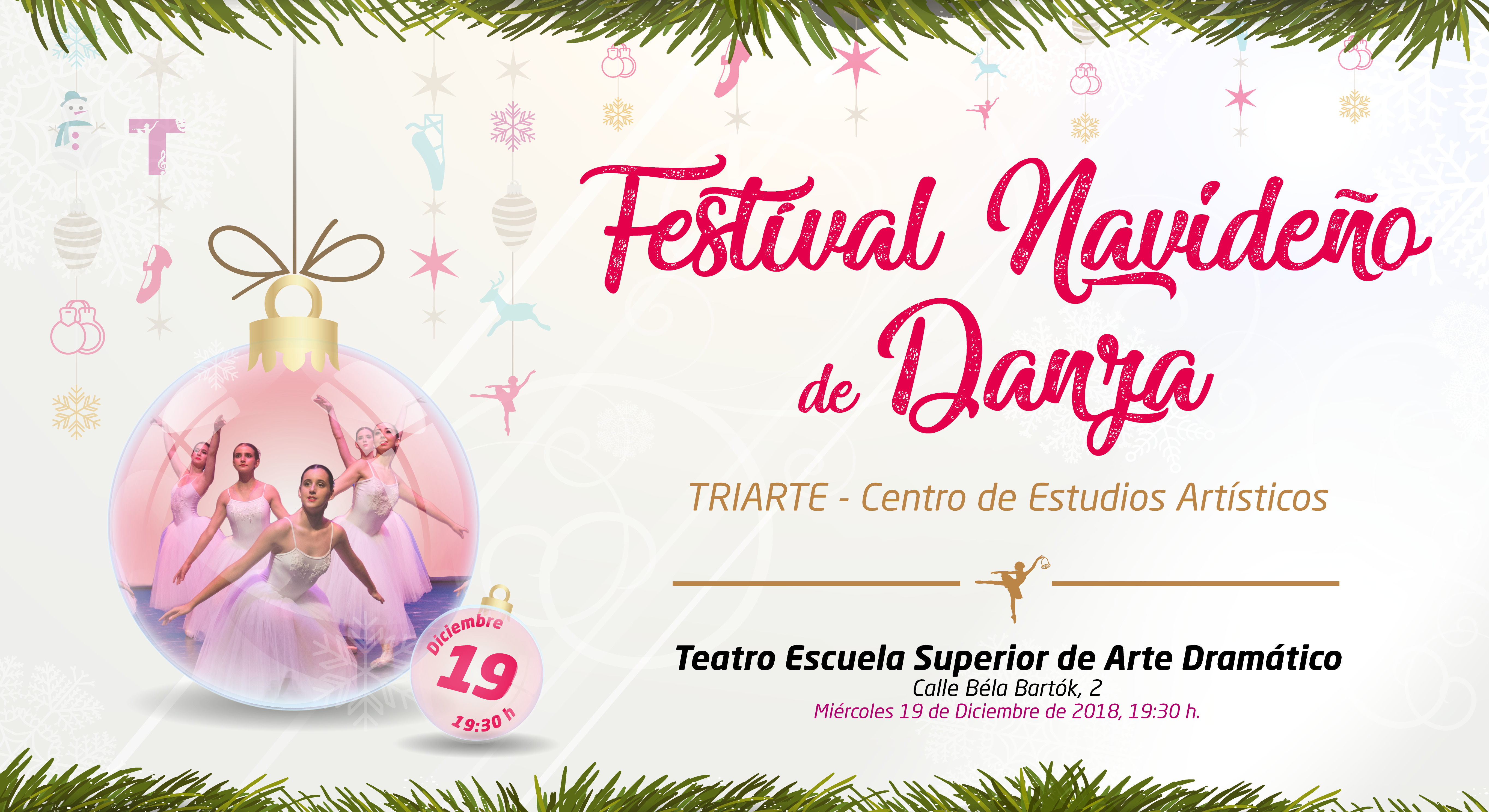 Festival Navideño de Danza 2018. Lugar: Escuela Superior de Arte Dramático. Alumnas de Danza Española y Danza Clásica de Triarte, Málaga. Navidad 2018.