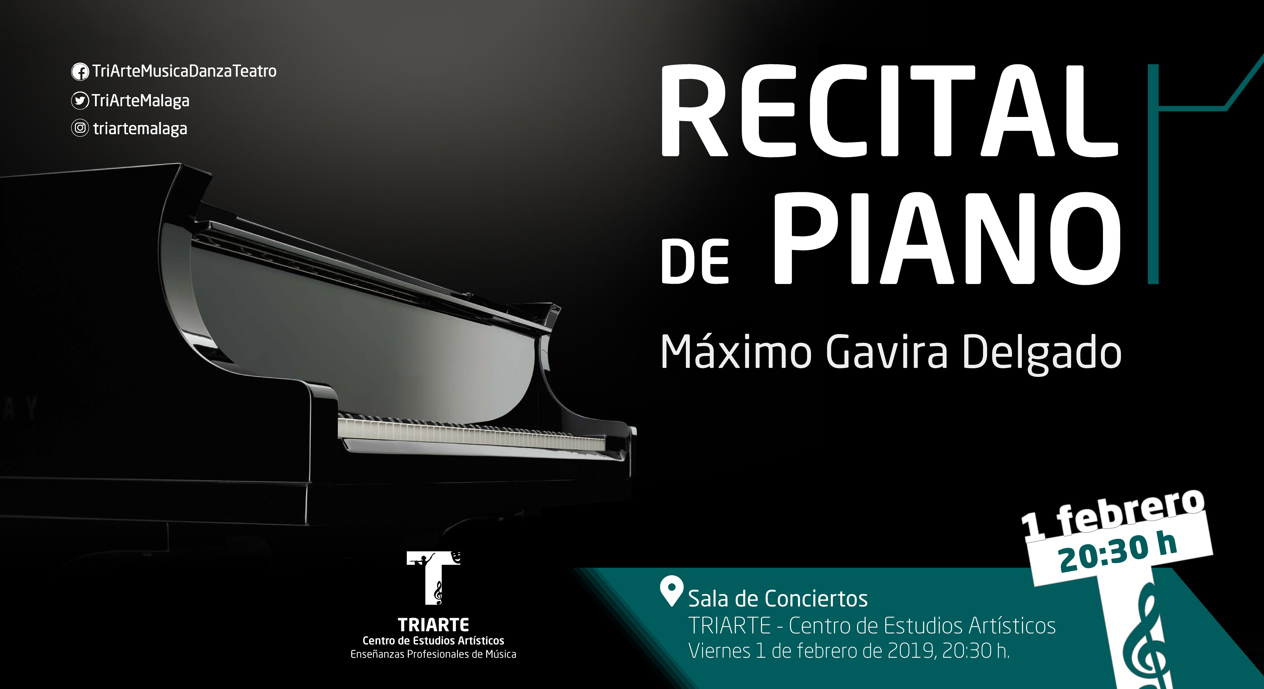 Recital de Piano ofrecido por Máximo Gavira Delgado en Triarte, Málaga, el 2 de febrero de 2019.