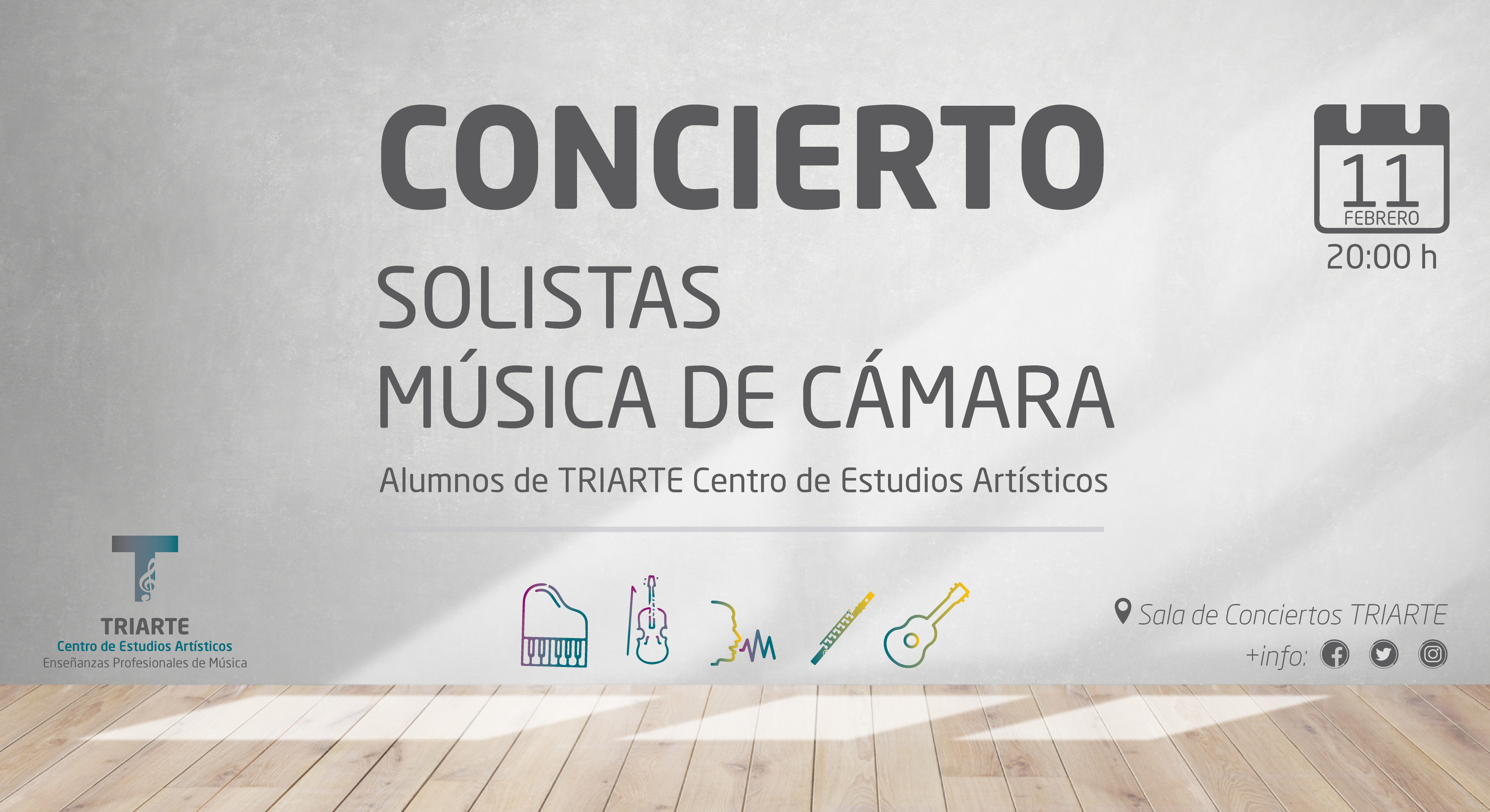 Concierto de Música de Cámara y Solistas - Triarte Málaga. Lunes 11 de febrero de 2019. Entrada Gratuita. Violín, Canto, Flauta, Guitarra y Piano.