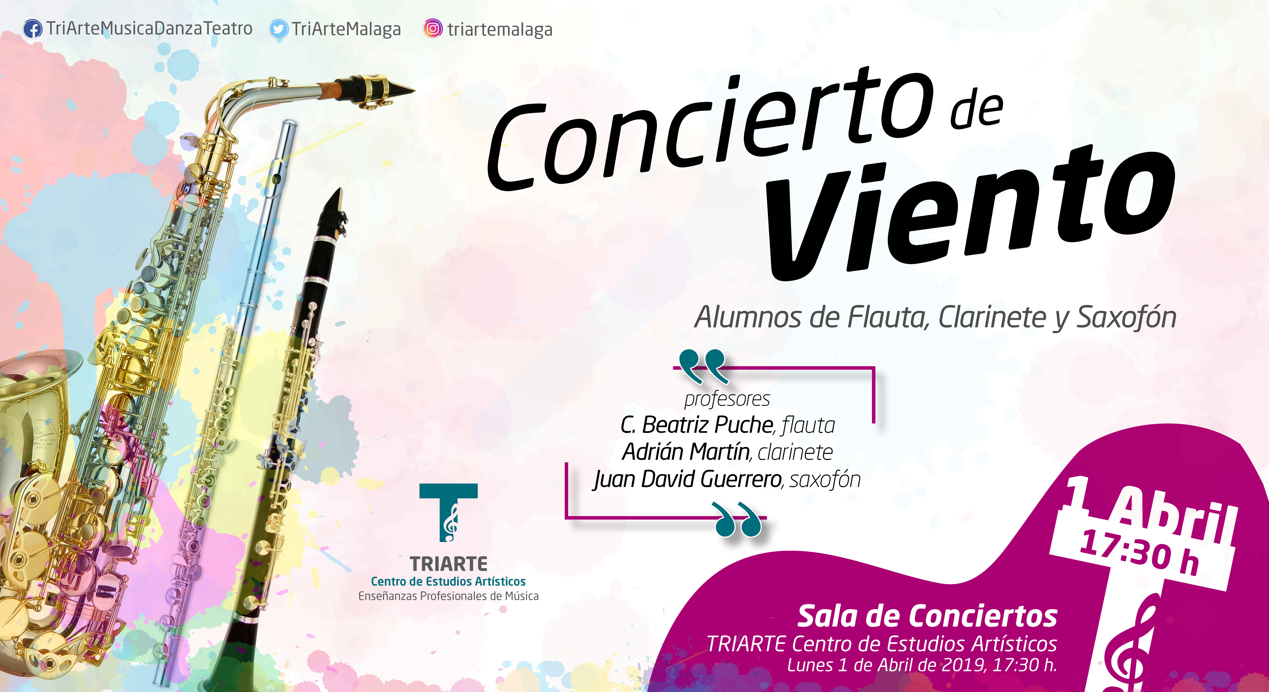Concierto de Flauta y Clarinete. Alumnos de Juan David Guerrero, Beatriz Puche y Adrían Martín. Abril 2019