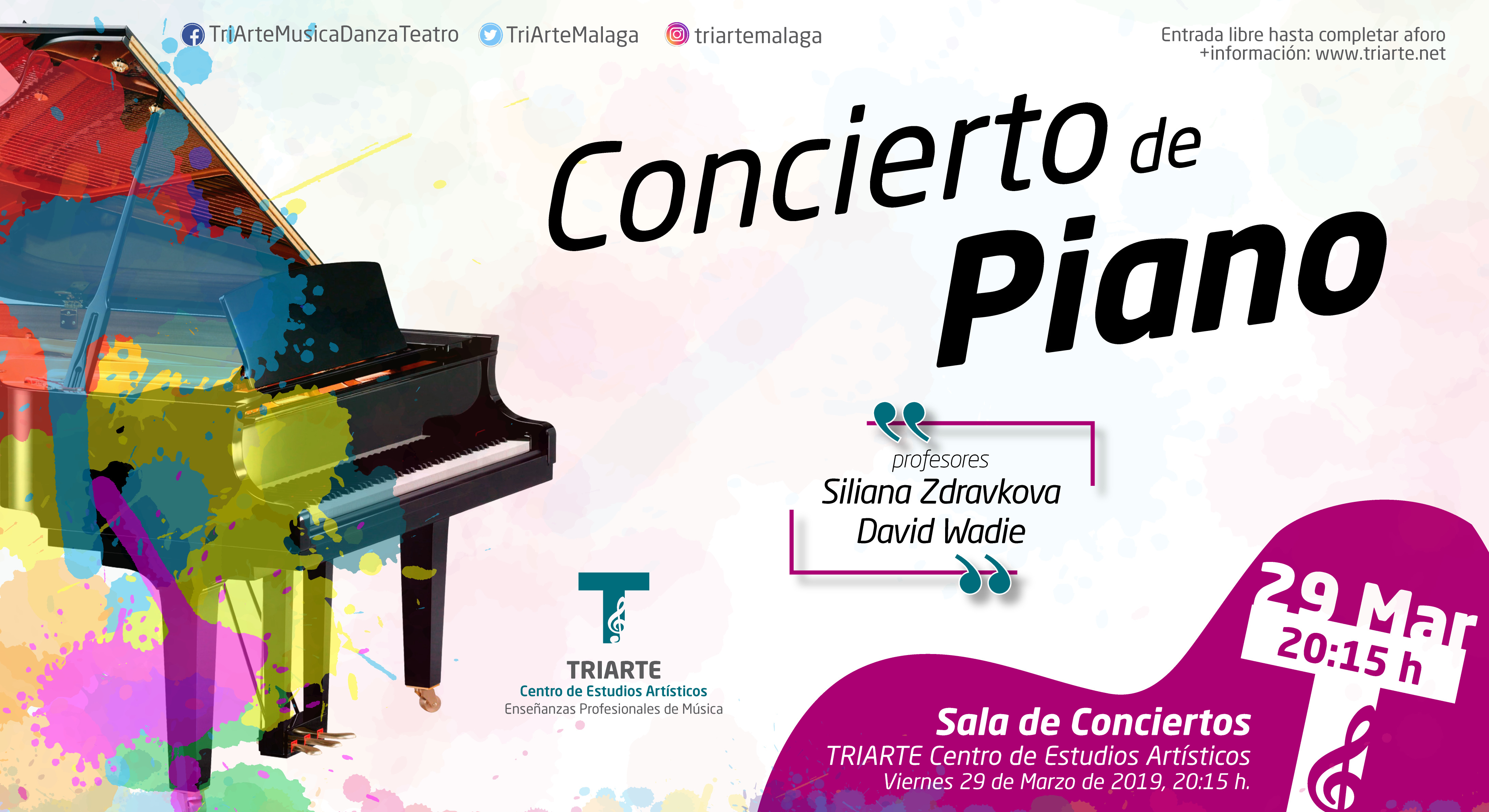 Concierto de Piano. TRIARTE - Centro de Estudios Artísticos. Profesores Siliana Zdravkova y David Wadie. Marzo 2019.