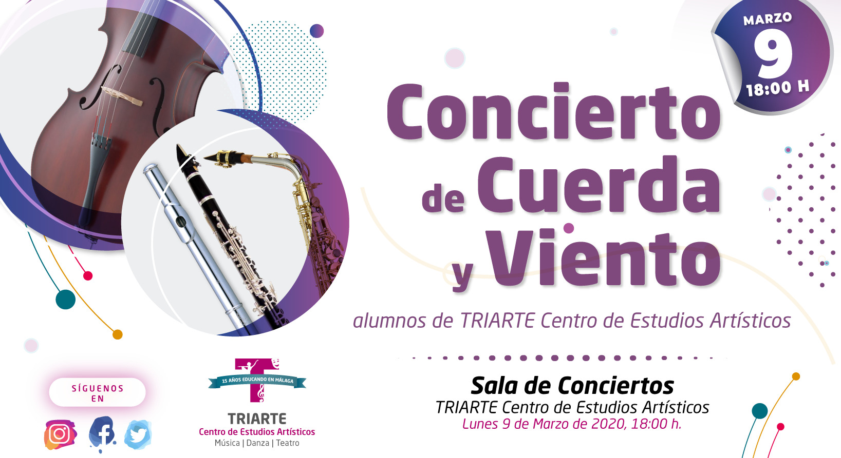 Concierto de Violonchelo, Flauta, Clarinete y SAxofón. Alumnos de TRIARTE, Málaga. Conservatorio de Málaga