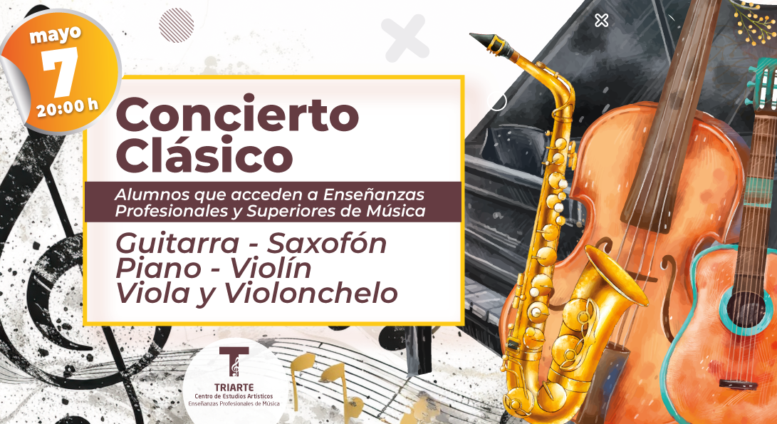 El miércoles 7 de mayo a las 20:00 h los alumnos que acceden a a Enseñanzas Profesionales y Superiores de Música de nuestro centro nos ofrecerán un concierto